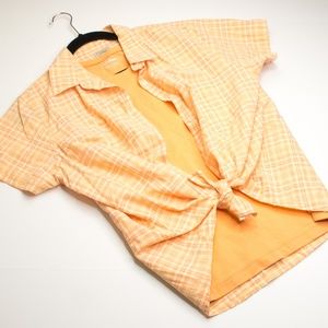 L.L. Bean Orange Plaid Tank top/ button down set
